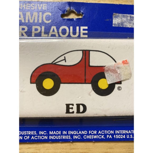 Vintage Retro ED Red Car New Dead Stock Ceramic Door Name Plaque Wall Sign 1984 - Picture 10 of 12
